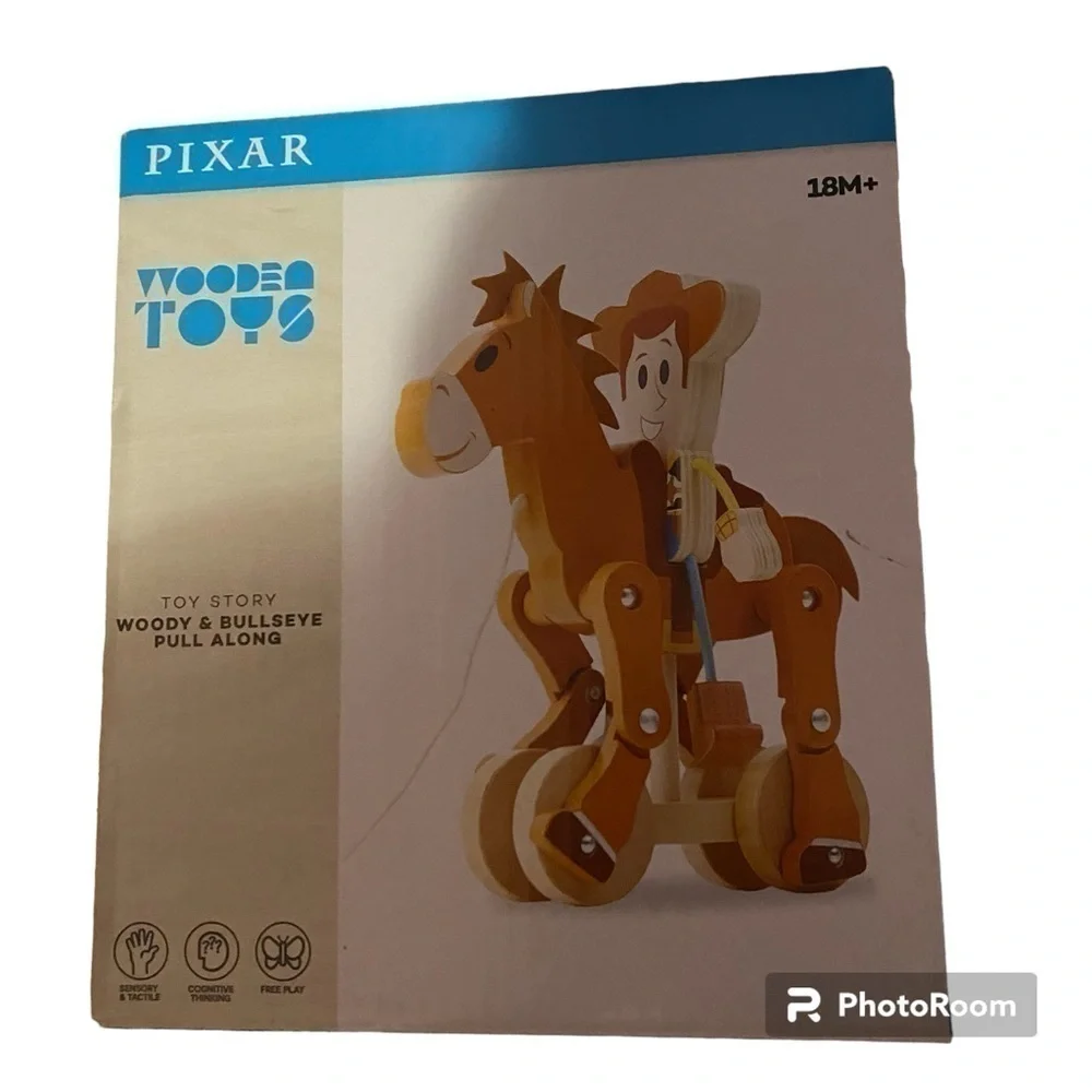 Disney Pull Woody & Bullseye Toy Wooden NEW Pixar Toy Story Horse